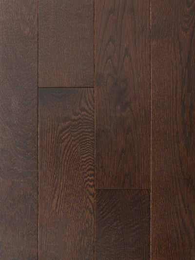 Classic Espresso Brown Solid Hardwood Flooring plank with deep rich brown smooth finish – TF Renovations Mississauga