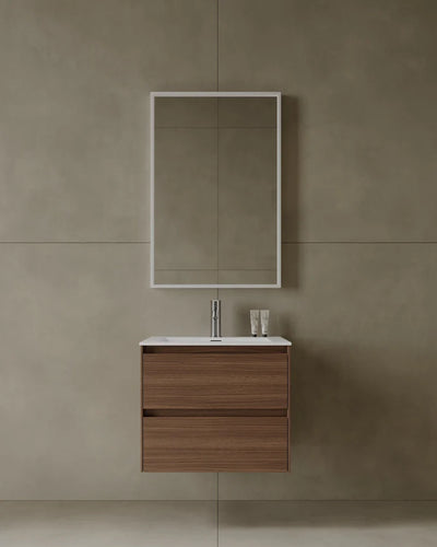 24-Inch Wall-Mounted Modern Bathroom Vanity with integrated acrylic sink and two drawers – TF Renovations Mississauga