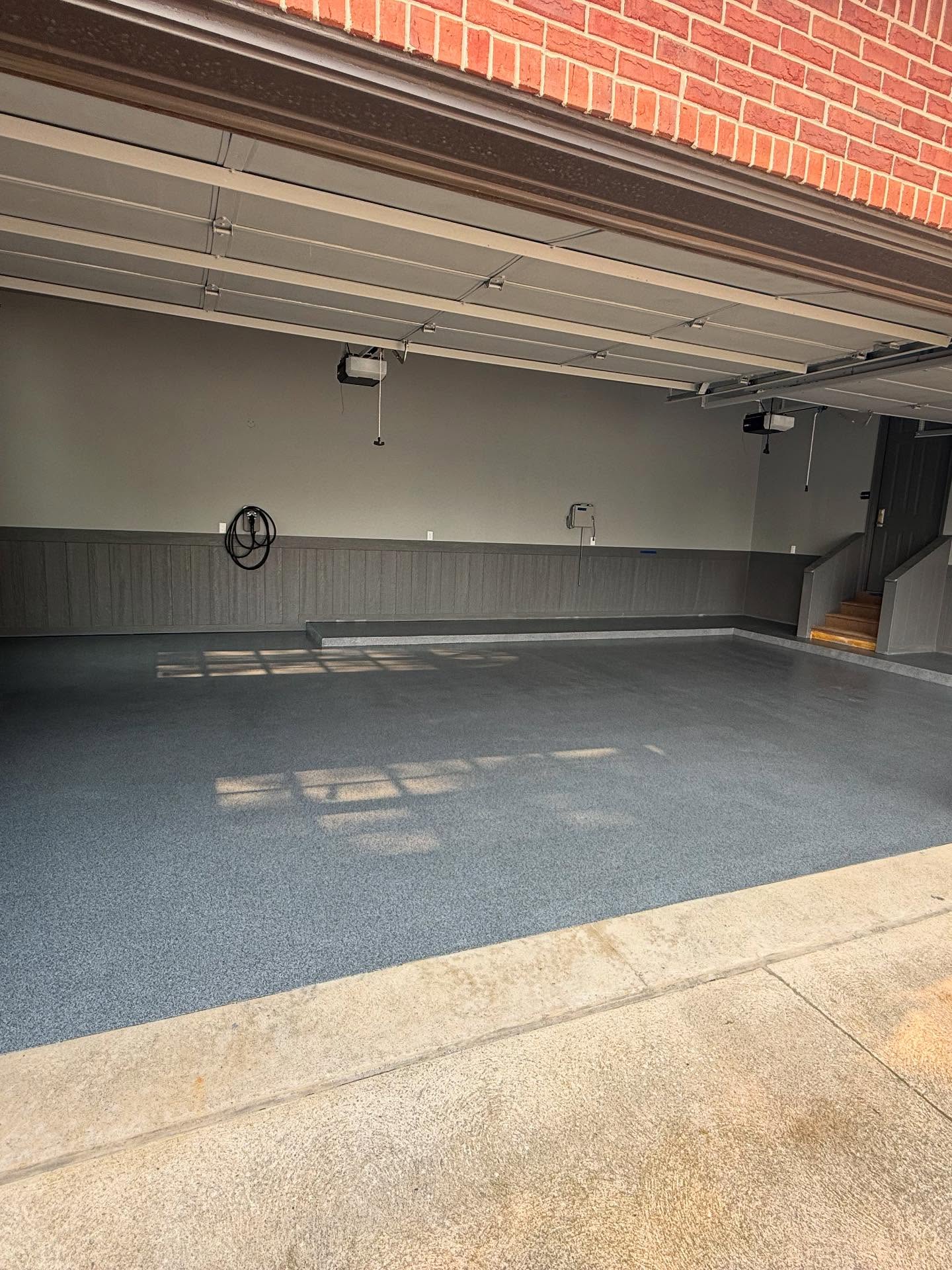 Flake system epoxy garage floor installed by TF Renovations in Mississauga