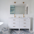 60" Freestanding Transitional Vanity with Quartz Countertop