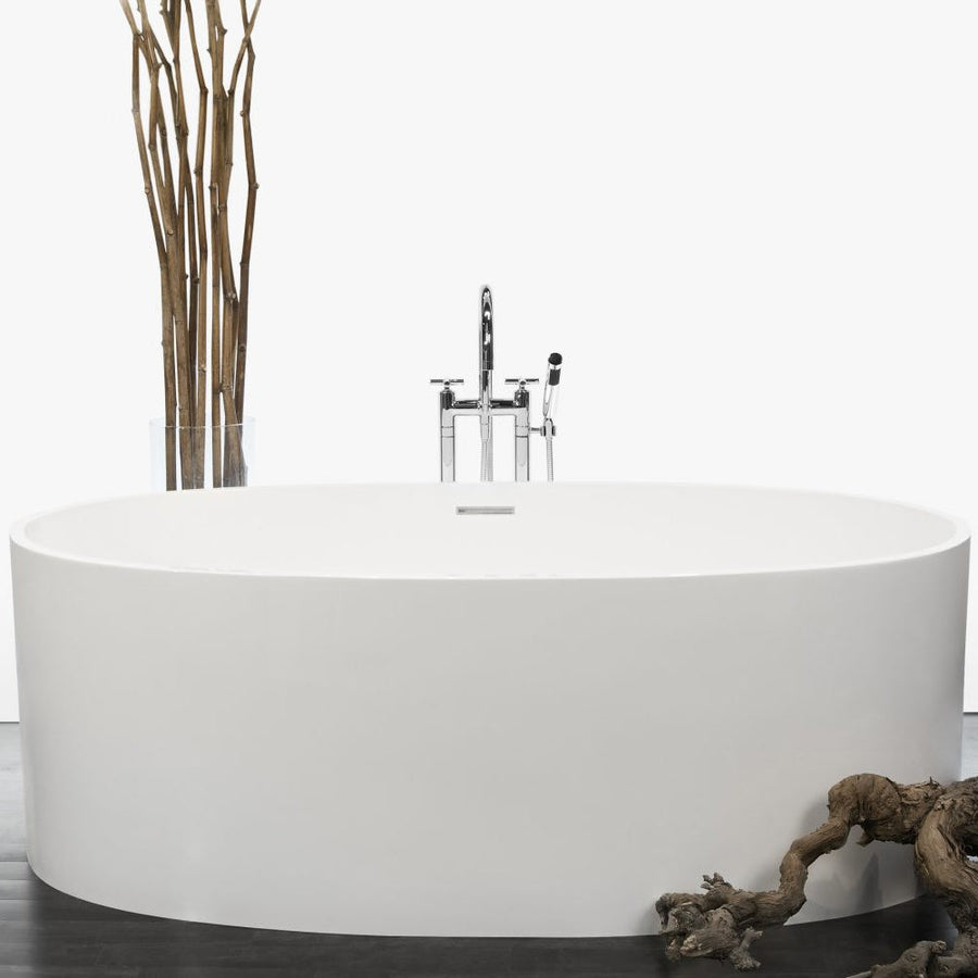 65" Oval Solid Surface Freestanding Bathtub