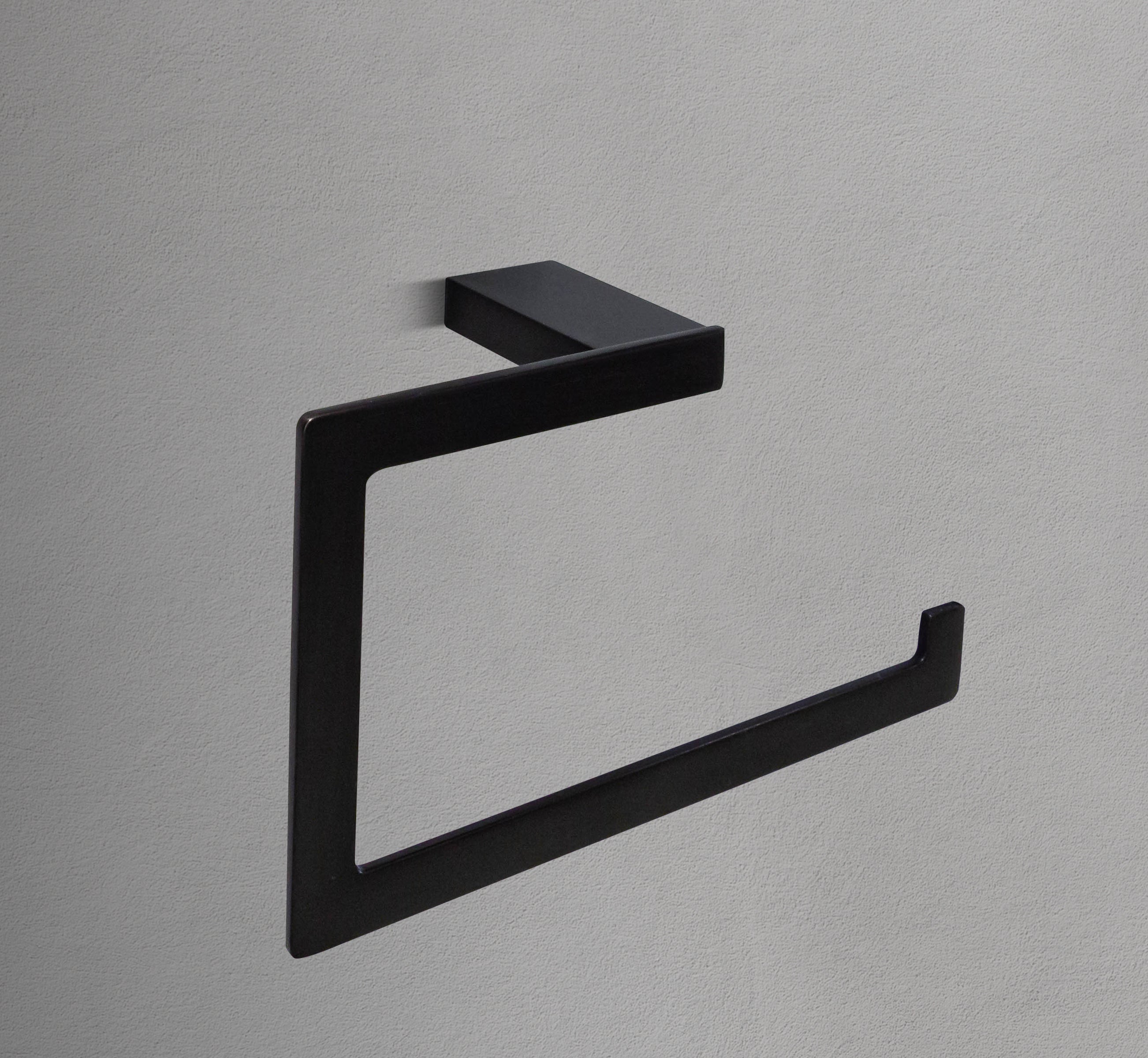 Square Matte Black Towel Ring