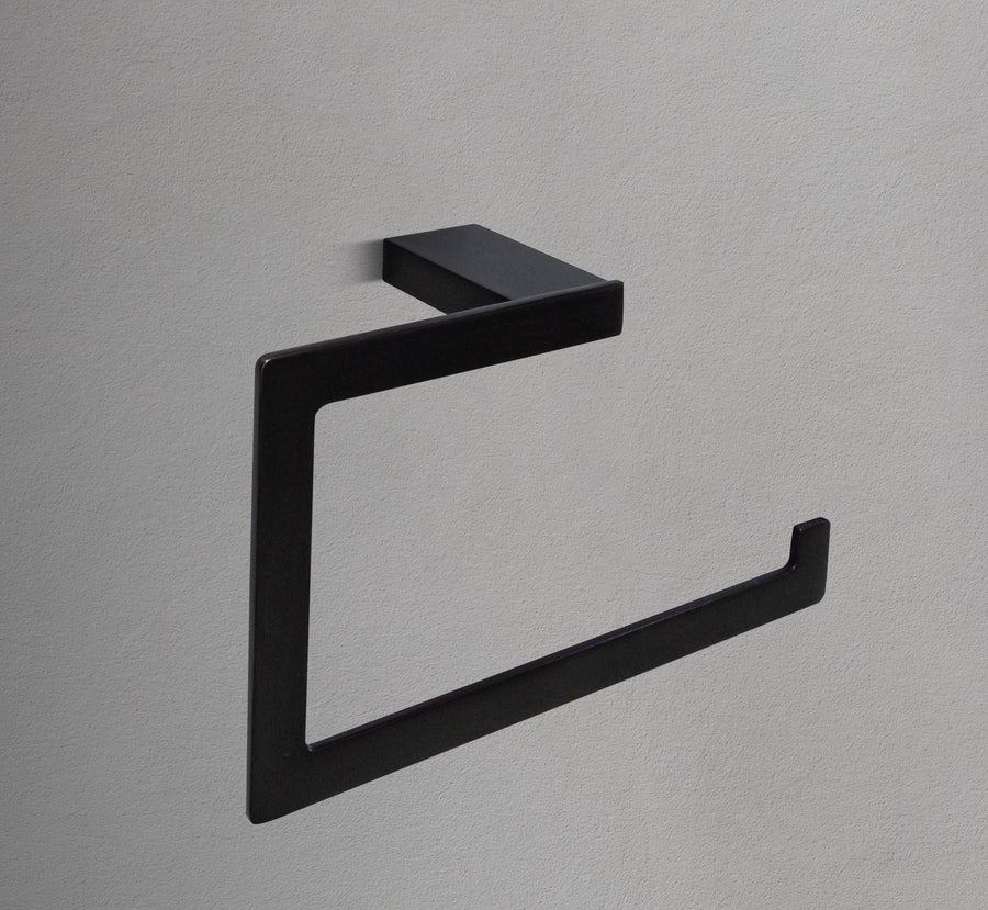Square Matte Black Towel Ring