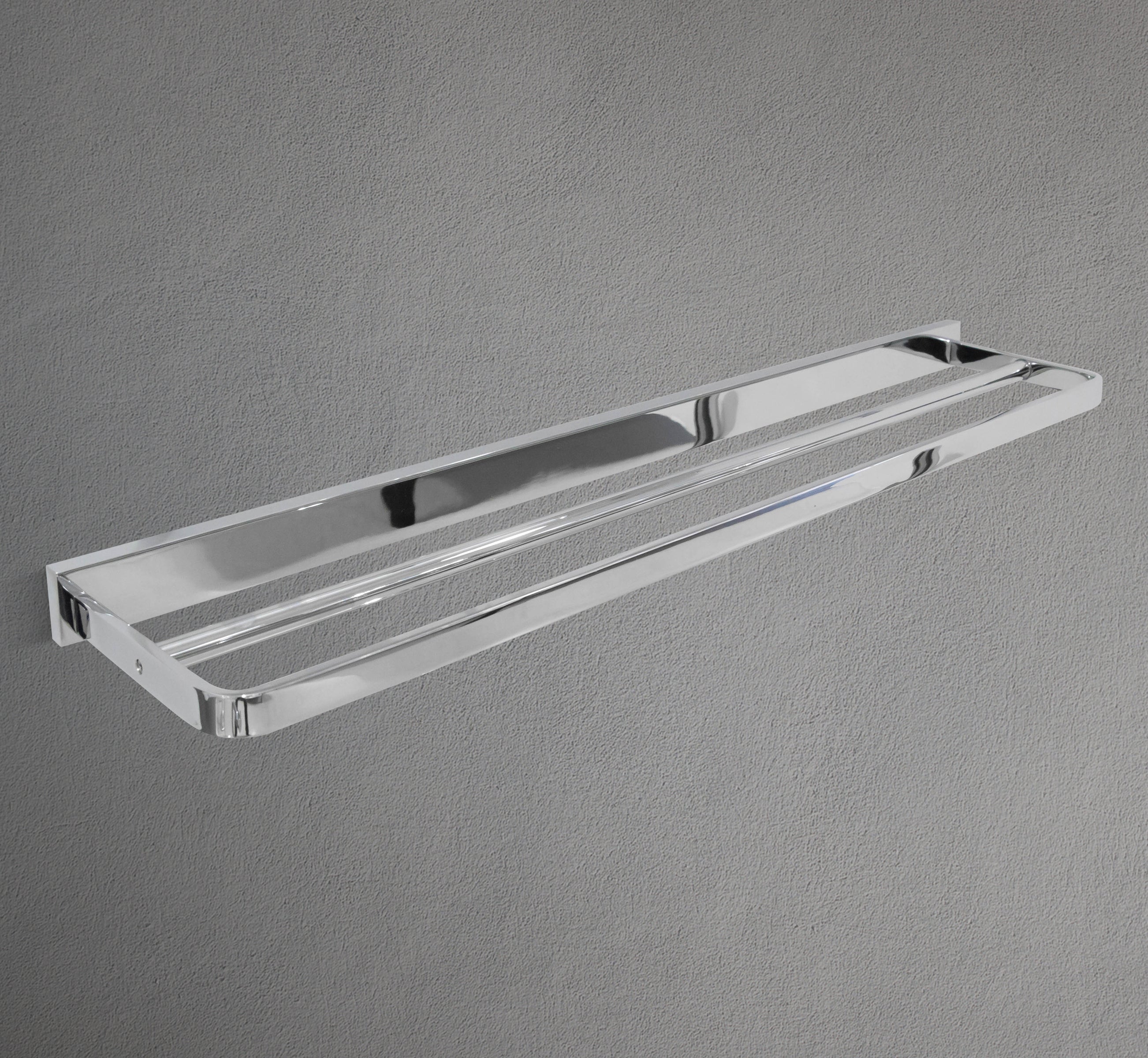 24" Square Base Chrome Double Towel Bar