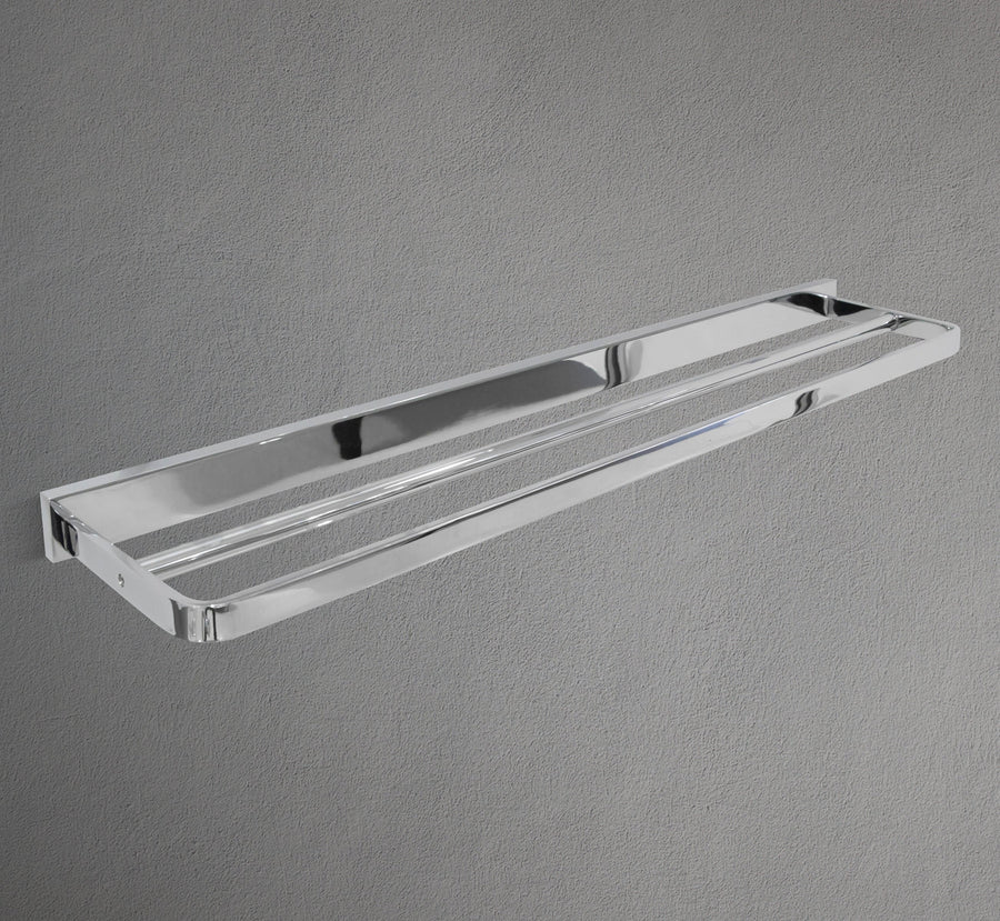 24" Square Base Chrome Double Towel Bar