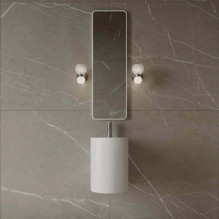 15-Inch Wall-Mounted Round Basin in matte white solid surface – TF Renovations Mississauga