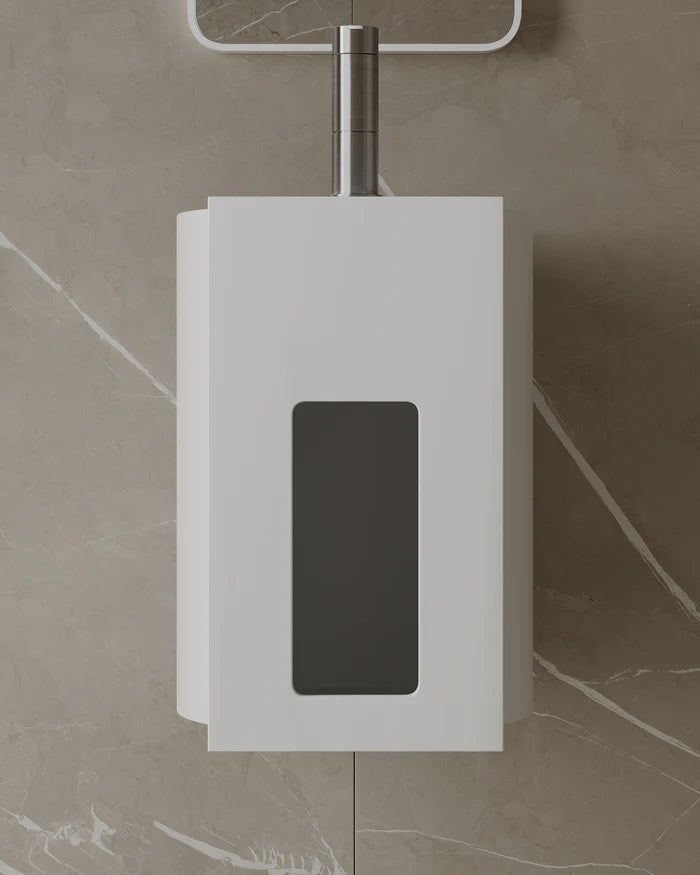 Solid-surface matte white round basin wall-mounted for Milton minimalist bathroom