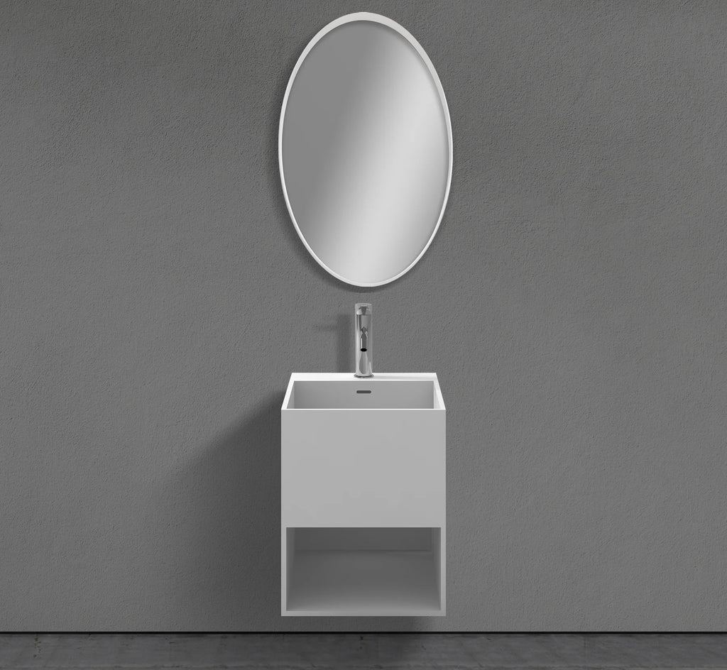 16-Inch Wall-Mounted Square Basin in matte white solid-surface I-Stone – TF Renovations Mississauga