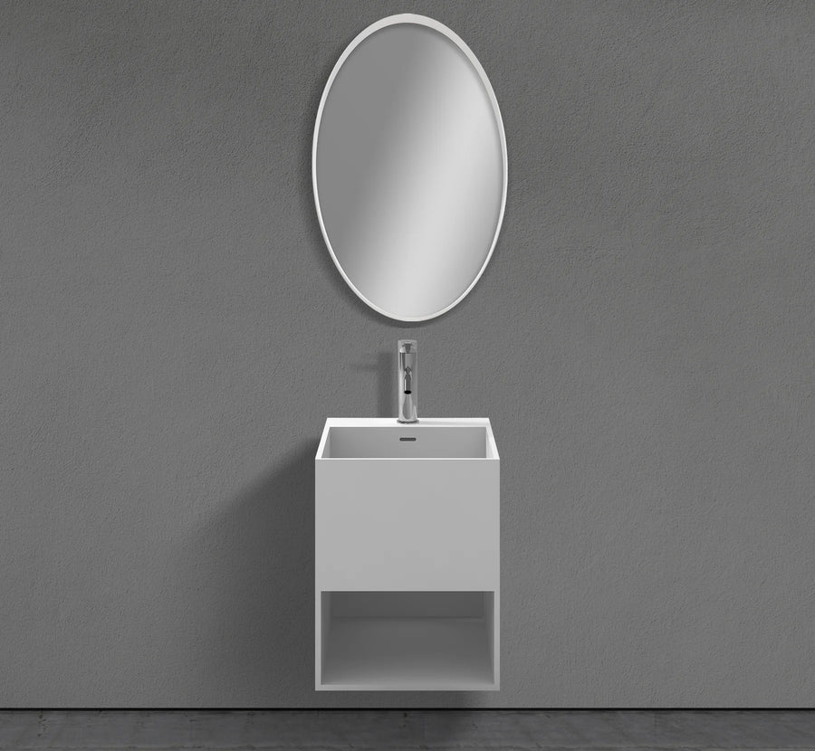 16-Inch Wall-Mounted Square Basin in matte white solid-surface I-Stone – TF Renovations Mississauga