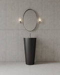 18-Inch freestanding pedestal basin in small Mississauga powder room renovation