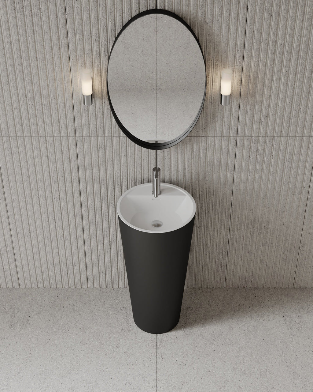 Solid-surface I-Stone freestanding pedestal basin for Milton guest bathroom