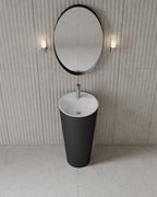 Solid-surface I-Stone freestanding pedestal basin for Milton guest bathroom