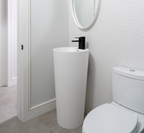 18-Inch Freestanding Pedestal Basin in solid-surface I-Stone – TF Renovations Mississauga