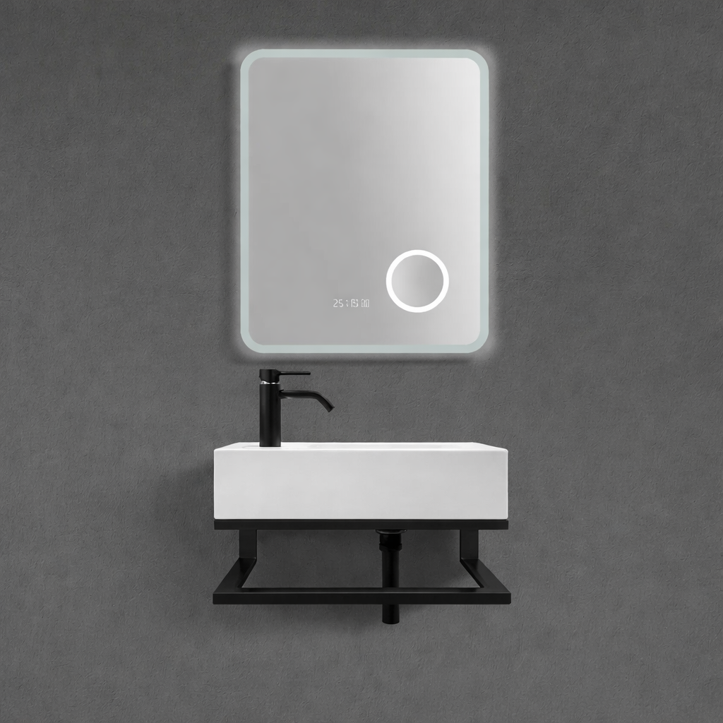 18-Inch Wall-Mounted Sink with metal frame and integrated acrylic countertop – TF Renovations Mississauga