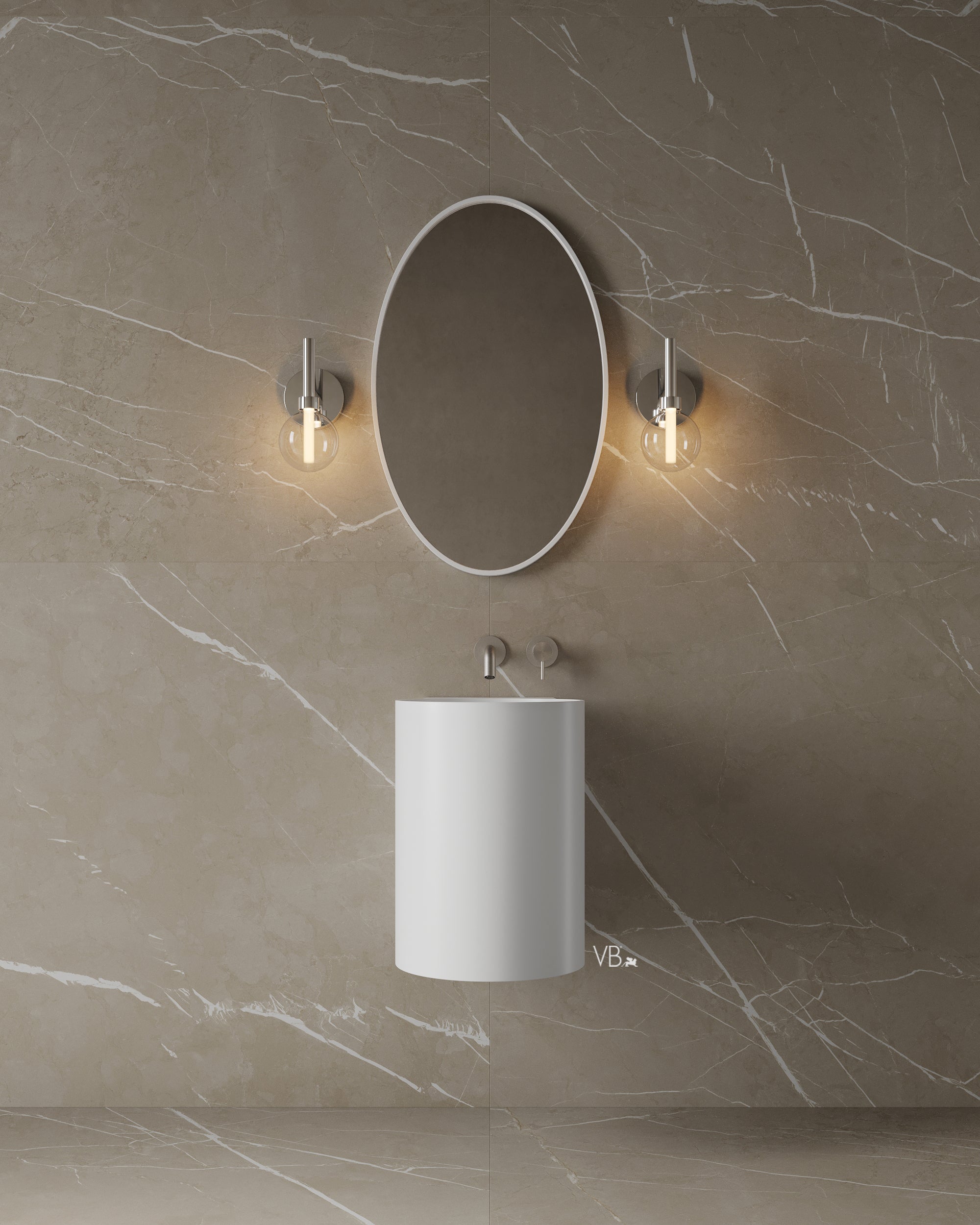 15" Wall-Mounted Round Solid Surface I-Stone Basin