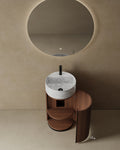 18" Freestanding Basin in Walnut With Marble Sink