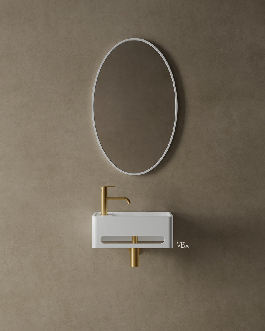 18" Wall-Mounted White Rounded Basin