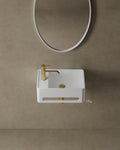 18" Wall-Mounted White Rounded Basin