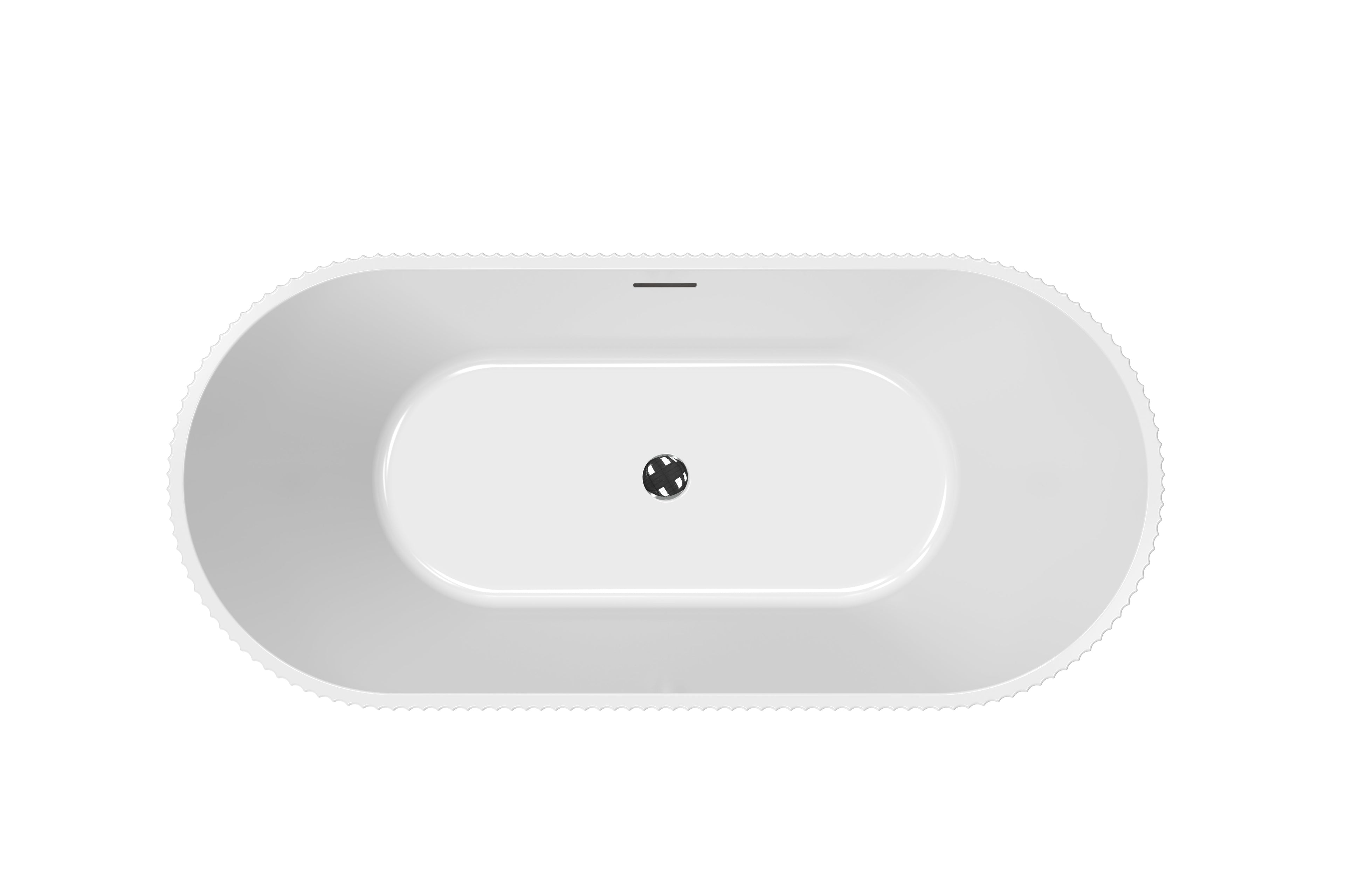 67" Fluted Acrylic Surface Freestanding Bathtub
