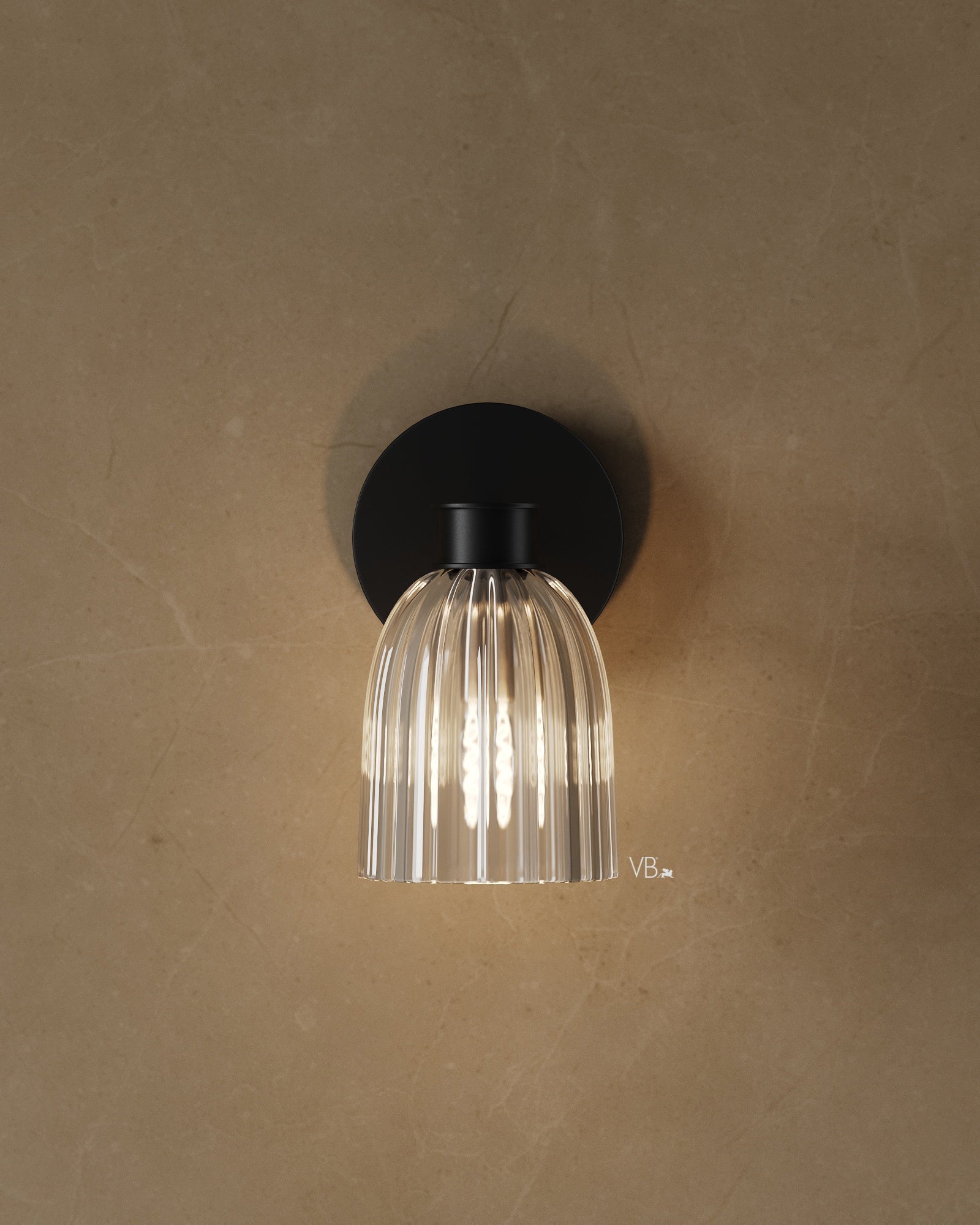 8″ Ribbed Glass Wall Sconce
