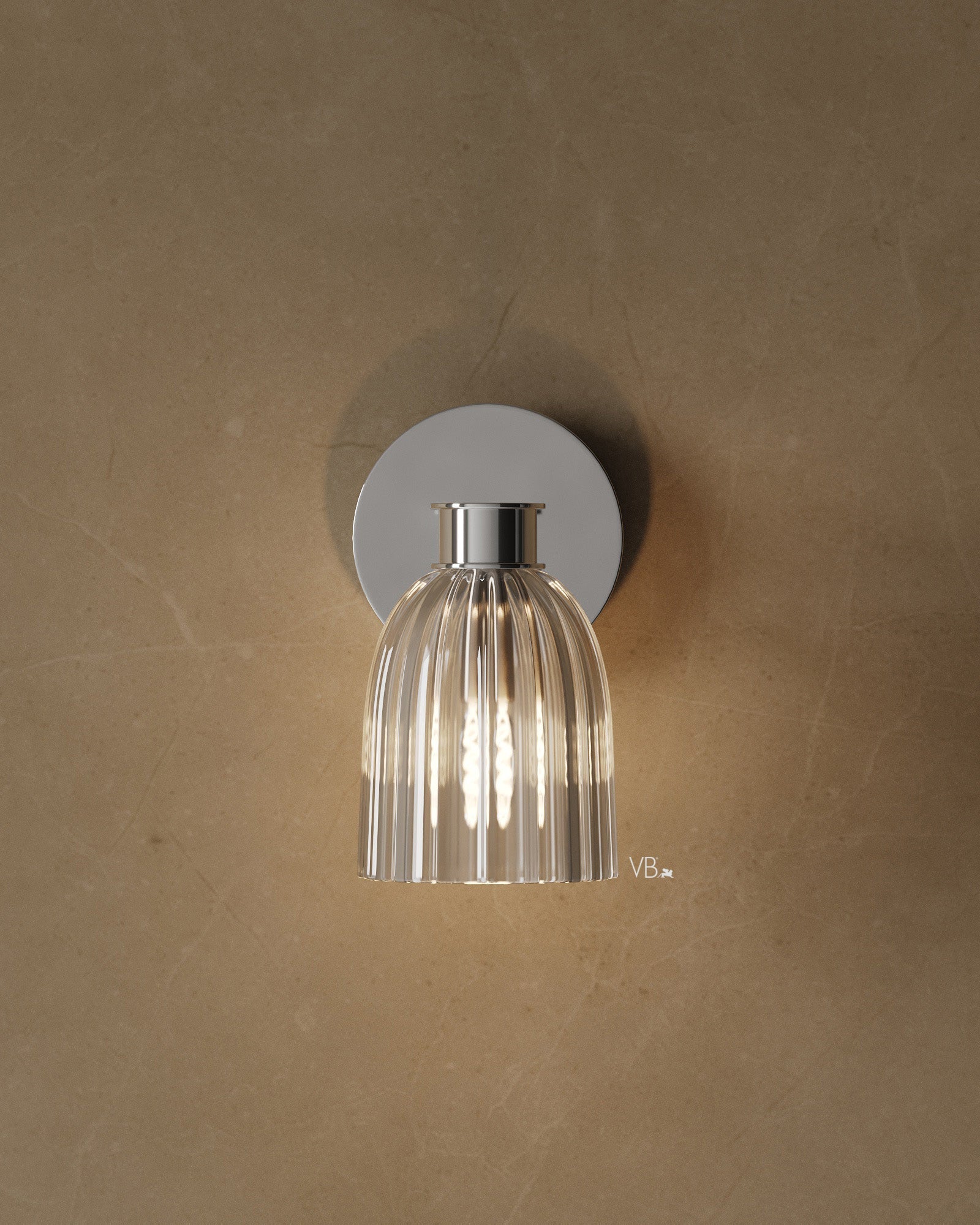 8″ Ribbed Glass Wall Sconce