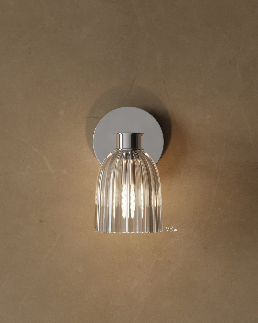 8″ Ribbed Glass Wall Sconce