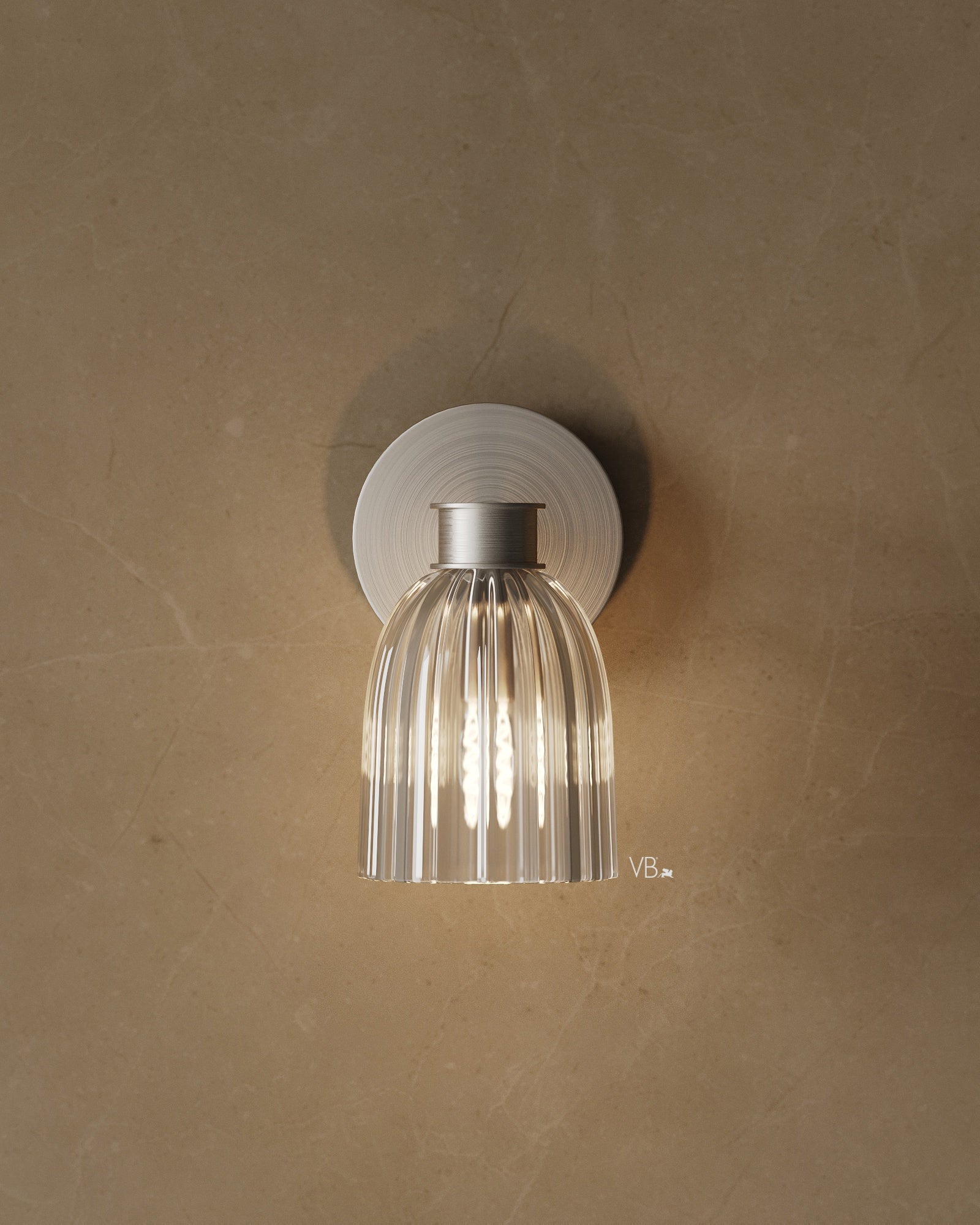 8″ Ribbed Glass Wall Sconce