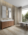 60" Freestanding Wood Veneer Vanity with Carrara Marble Countertop