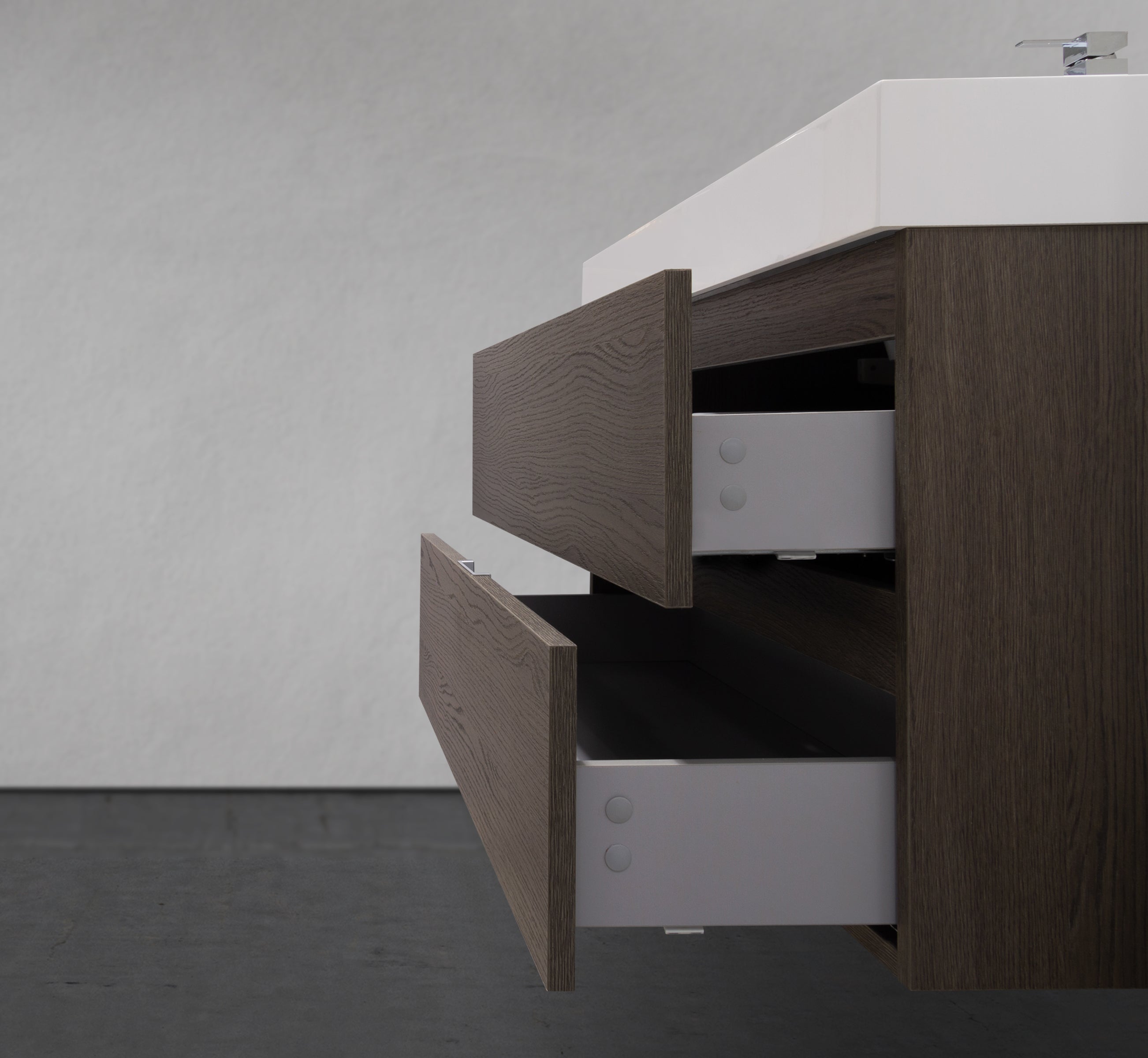 39" Wall-Mounted Two Drawer Melamine Modern Vanity