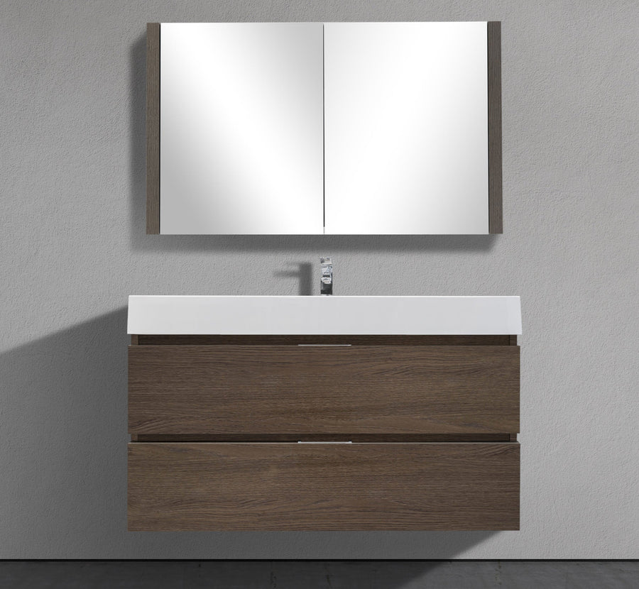 39" Wall-Mounted Two Drawer Melamine Modern Vanity