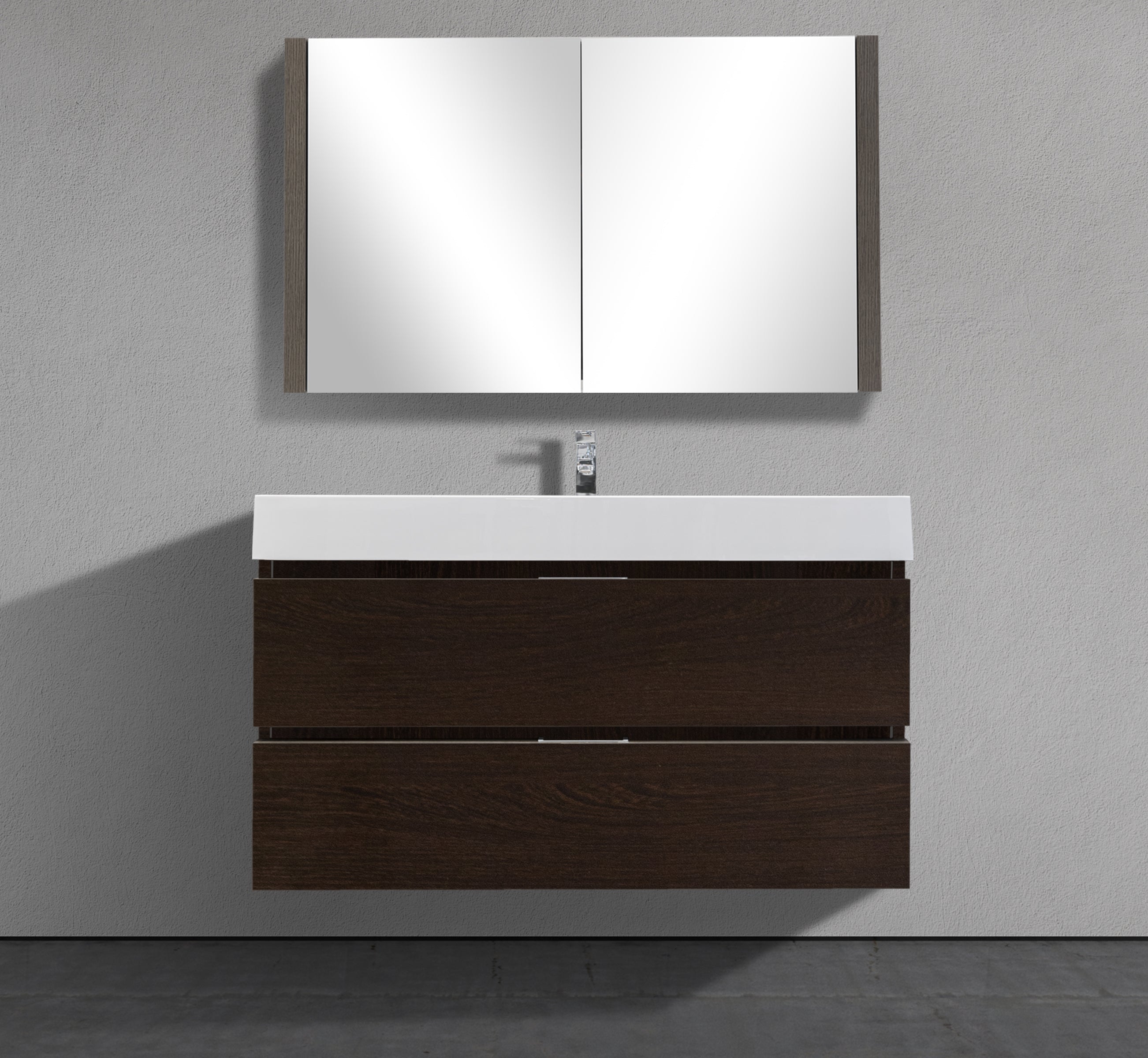 39" Wall-Mounted Two Drawer Melamine Modern Vanity