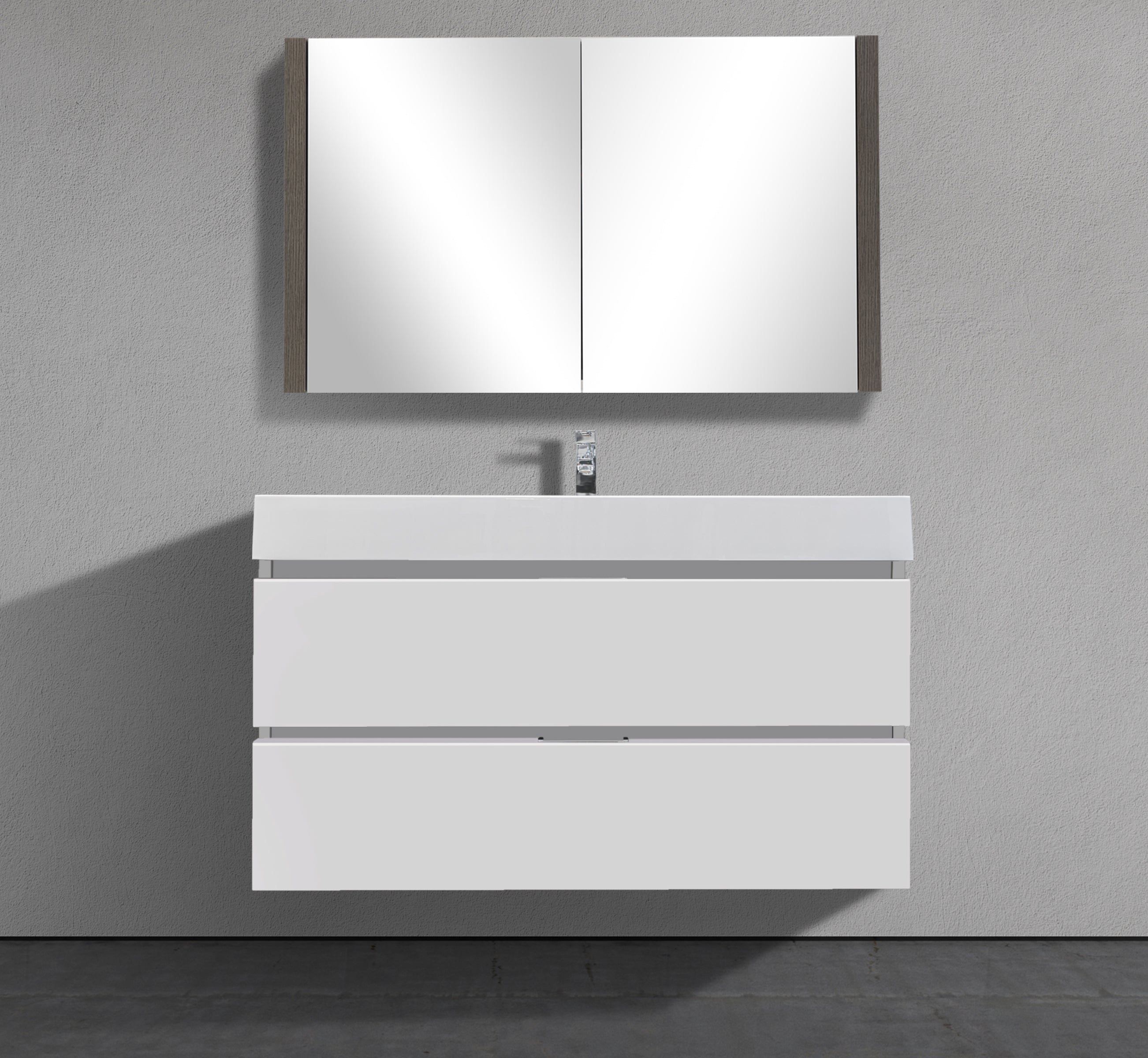 39" Wall-Mounted Two Drawer Melamine Modern Vanity