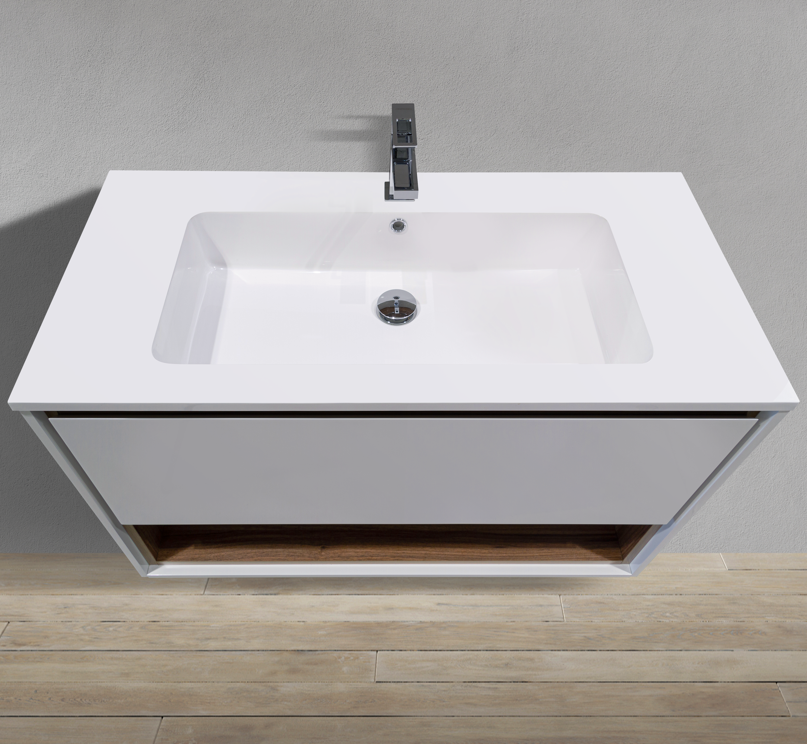 39" Wall-Mounted Melamine Vanity with Shadow Box