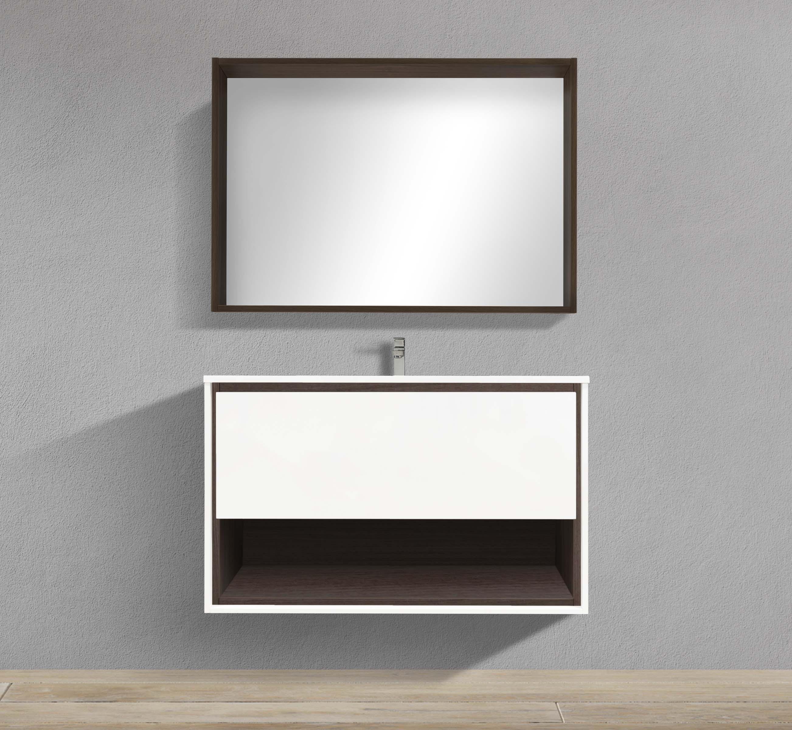 39" Wall-Mounted Melamine Vanity with Shadow Box