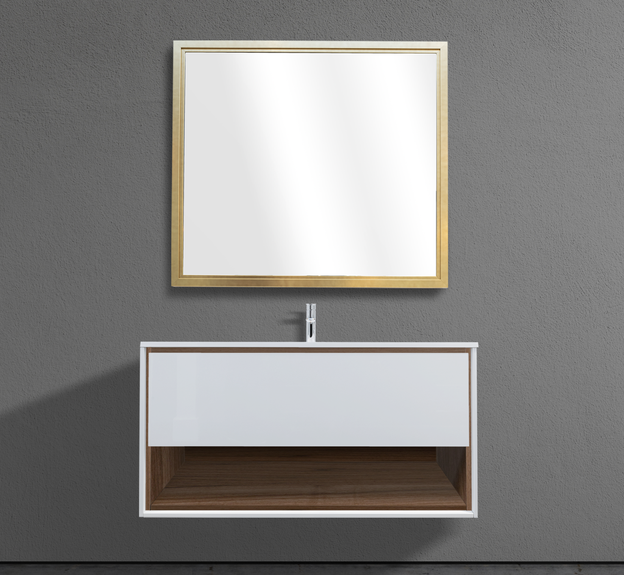 47" Wall-Mounted Melamine Vanity with Shadow Box