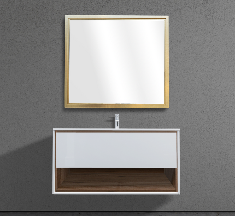 39" Wall-Mounted Melamine Vanity with Shadow Box