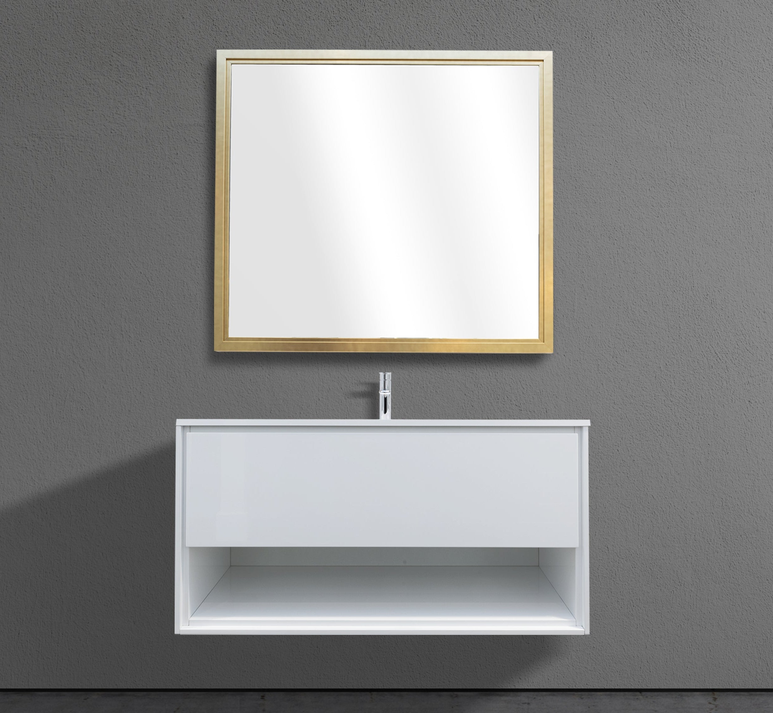 47" Wall-Mounted Melamine Vanity with Shadow Box