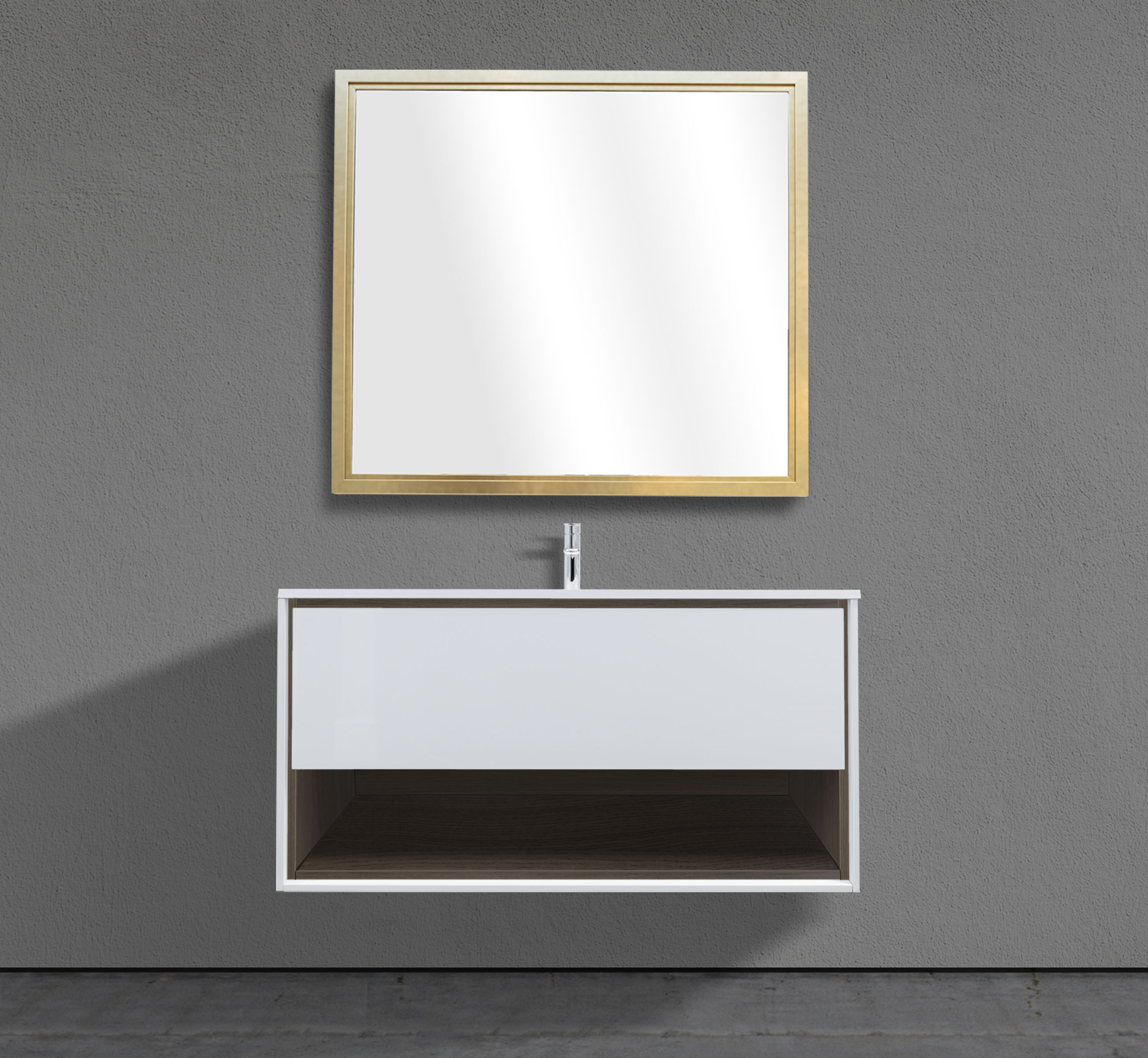 47" Wall-Mounted Melamine Vanity with Shadow Box