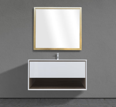 47" Wall-Mounted Melamine Vanity with Shadow Box