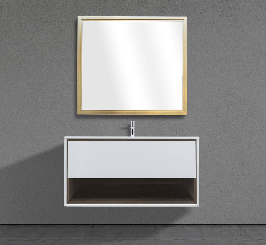 47" Wall-Mounted Melamine Vanity with Shadow Box