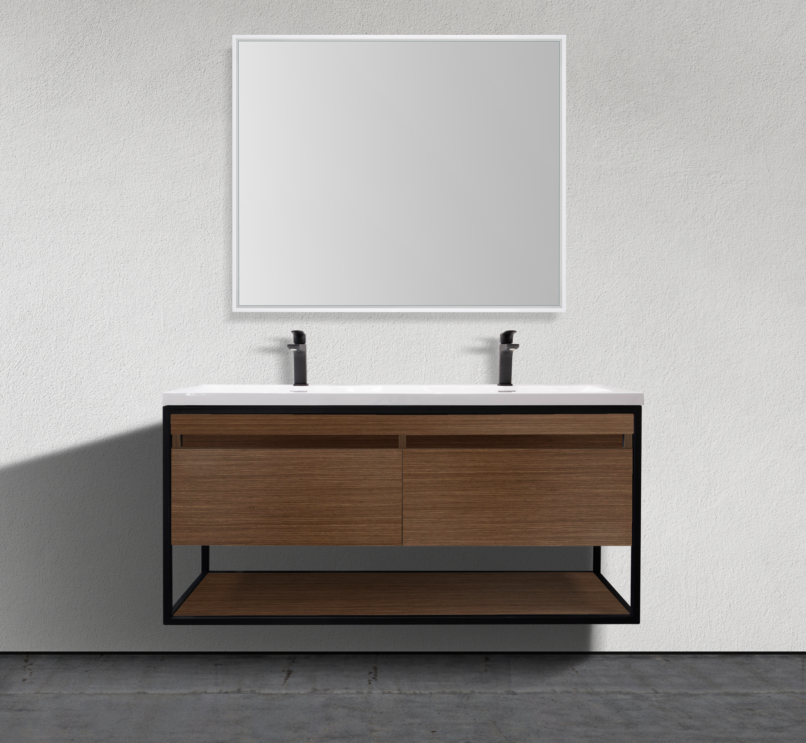 47" Wall-Mounted Modern Melamine Black Frame Vanity