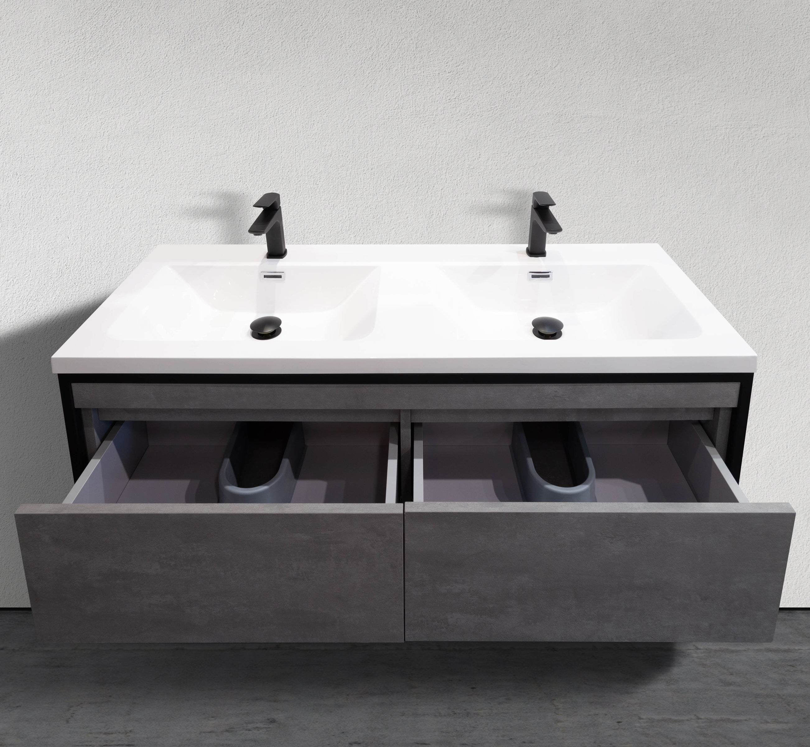 47" Wall-Mounted Modern Melamine Black Frame Vanity