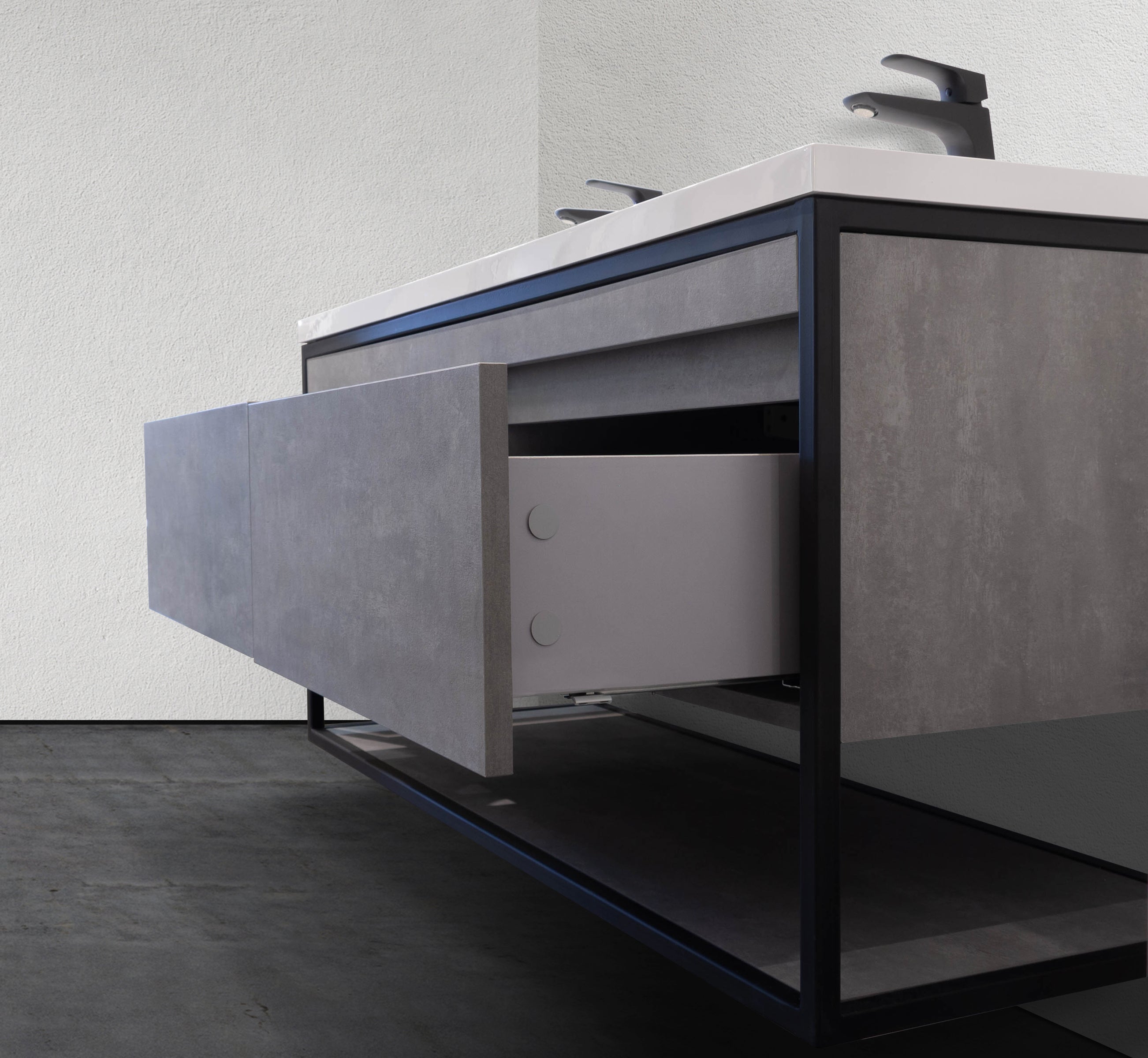 47" Wall-Mounted Modern Melamine Black Frame Vanity