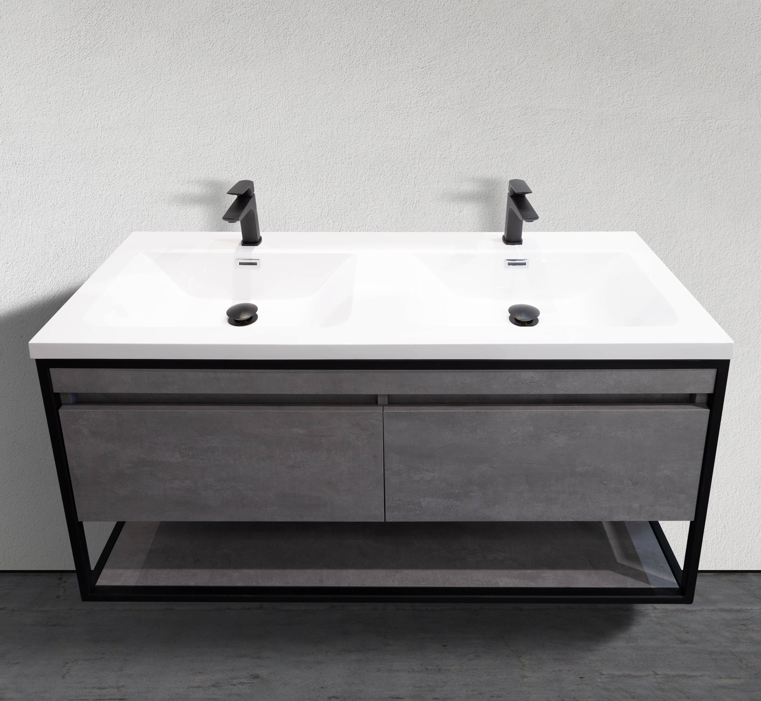 47" Wall-Mounted Modern Melamine Black Frame Vanity