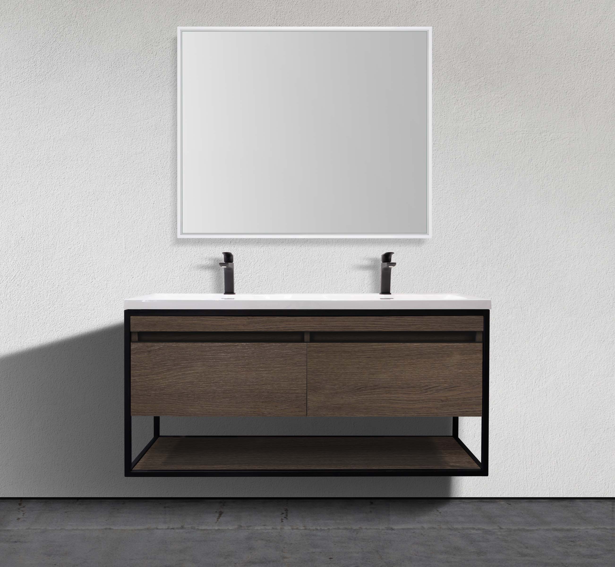 47" Wall-Mounted Modern Melamine Black Frame Vanity