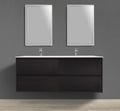 55" Double Sink Wall-Mounted Wood Veneer Vanity With Solid Surface Basin