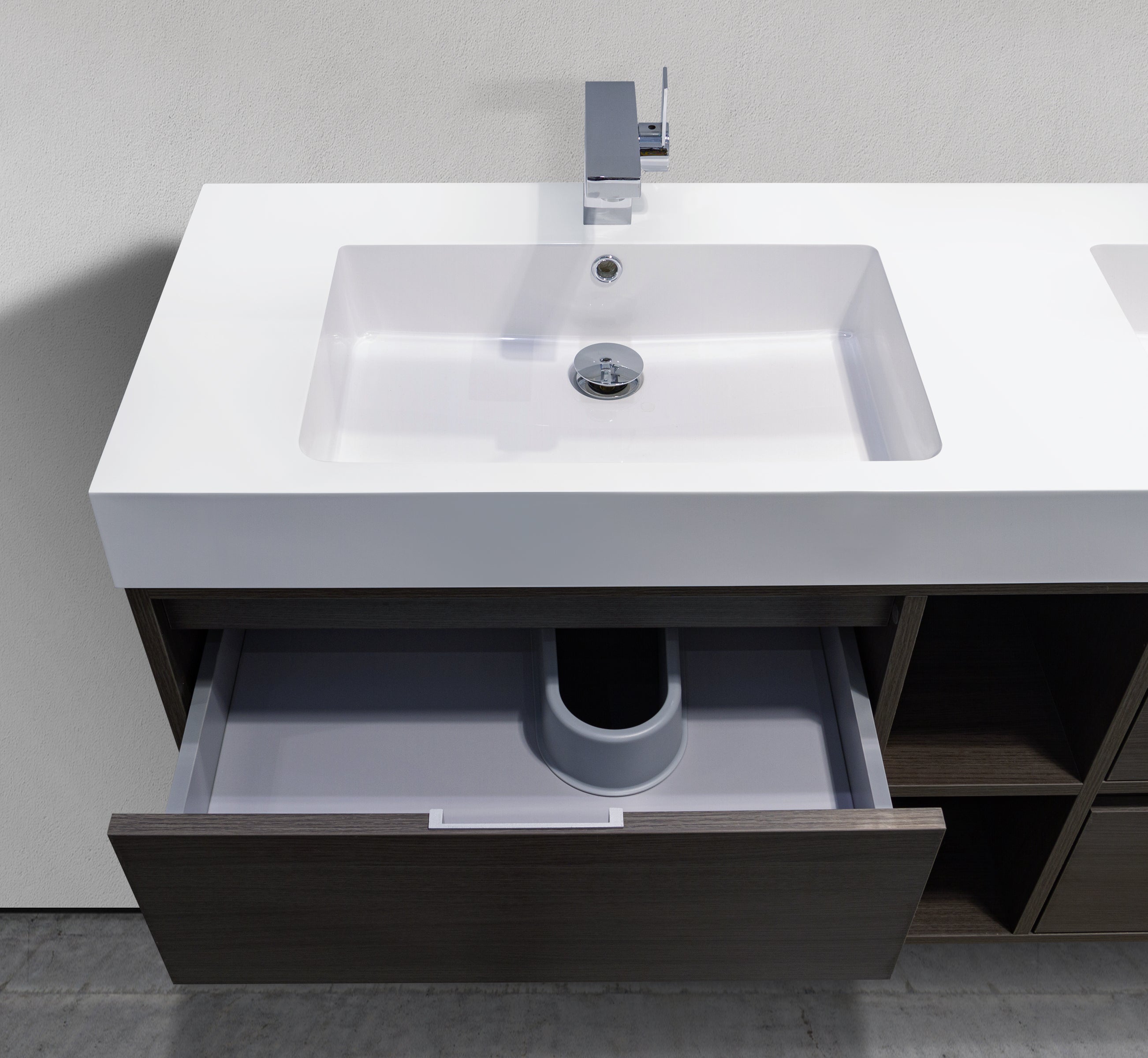 59" Wall-Mounted Double Sink Melamine Modern Vanity