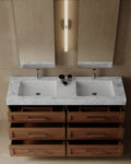 60" Freestanding Wood Veneer Vanity with Carrara Marble Countertop