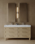 60" Freestanding Wood Veneer Vanity with Carrara Marble Countertop