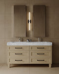 60" Freestanding Wood Veneer Vanity with Carrara Marble Countertop